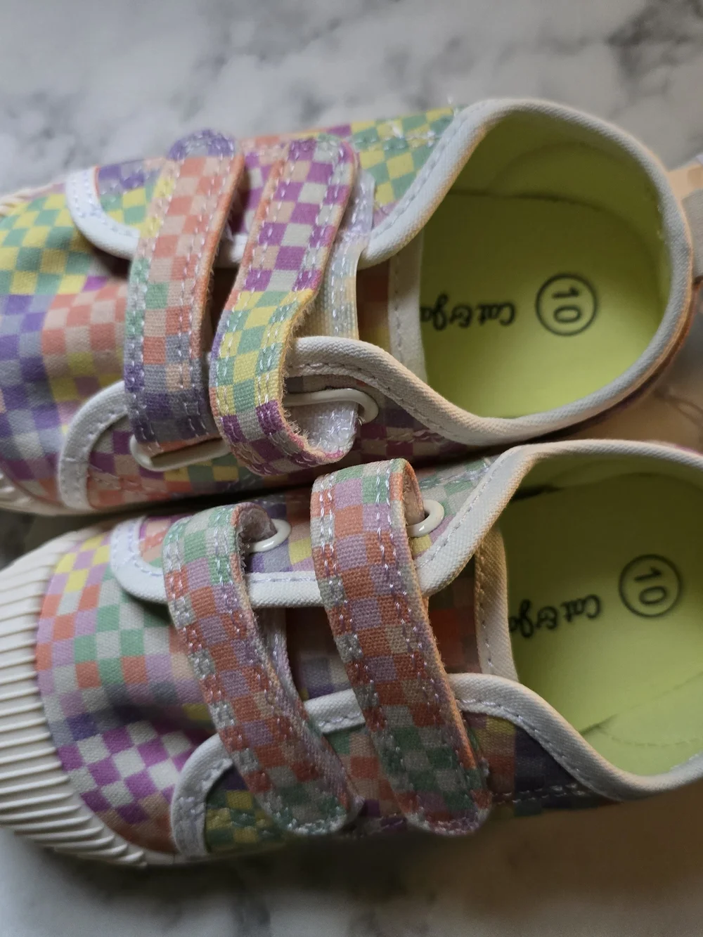 Cat & Jack Girls Pastel Check Velcro Sneakers Multicolor Size 10